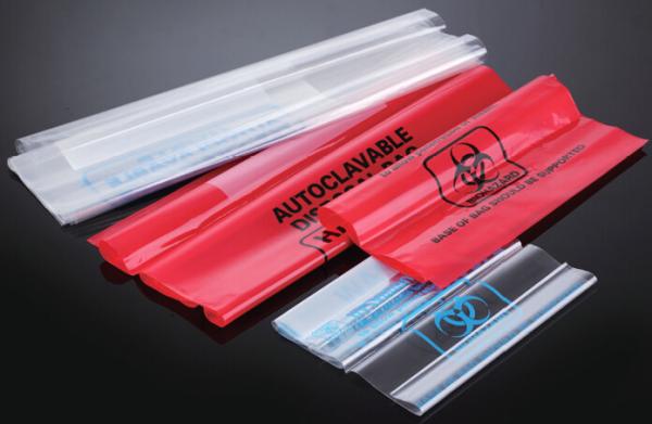 Biohazard Bags, Red Polyethylene, 0.43 Gallon, 8.5W x 11 in,Biohazard Bag Holder