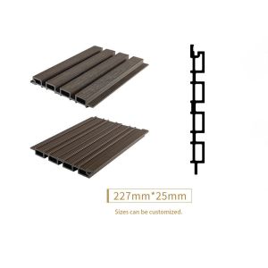 Fireproof 25x227mm WPC Cladding Panel Wood Plastic Composite Grating Plank