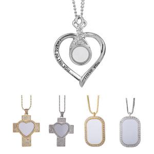 Wholesale Sublimation Blanks Heart Button Necklace Sublimation Products For Valentine'S Day from china suppliers