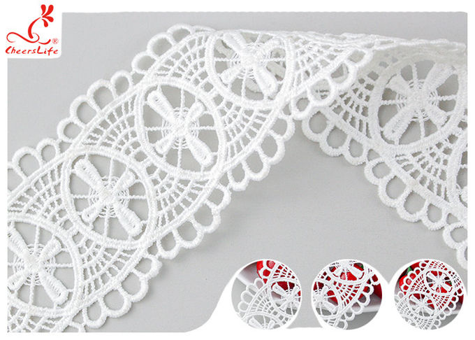 5 CM Double Edged Scalloped Lace Trim With Polyester OEKO - TEX 100 DTM Dyeing