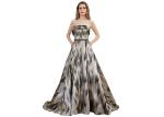 Strapless Ladies Sleeveless Evening Dress / European Style Party Wear Gown
