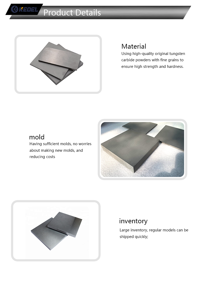 Customized Size Tungsten Carbide Plate with High Temperature Resistance and YG8 YG9C Alloy Specification for Secondary Processing