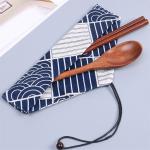 Restaurant Reusable Wooden Cutlery Set 23.5Cm Wrapped Spoon And Chopstick Set