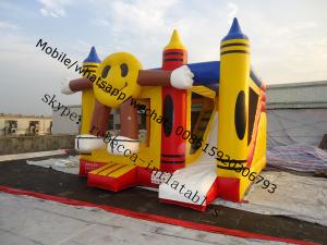 China Happy face inflatable bouncer trampoline   Inflatable halloween  Moonwalk combo bouncy castle on sale