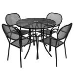 Outdoor Bistro Cafe Garden Courtyard Patio Metal Iron Round Tables And Chair Set