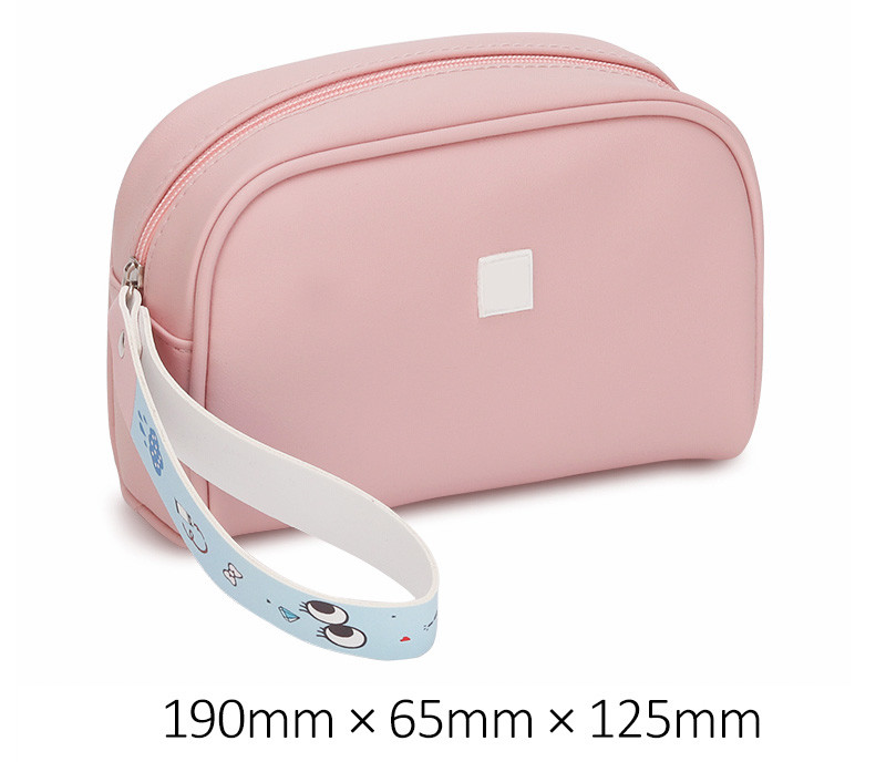 Waterproof 190*65*130mm PU Makeup Bag With Wide Carry Handle