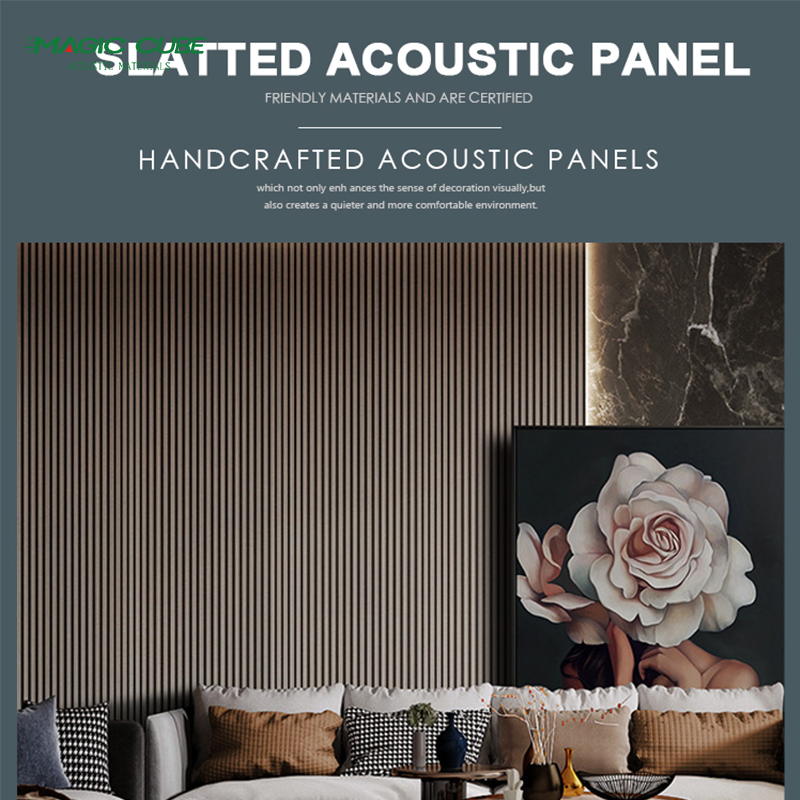 Customizable Slatted Wall Panels 9mm Polyester For Bedroom Soundproofing