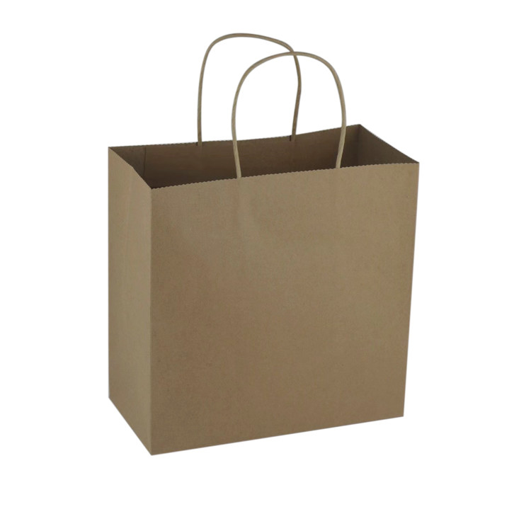 Wholesale Custom Logo Brown Food Packaging Kraft Paper Bags With Paper Twist Handle