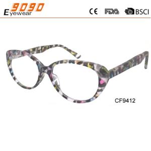 Wholesale CP plastic eyeglasses frames for women and men, printed a colorful pattern from china suppliers