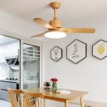 52 Inch 3 Leaf Solid Wood Blade Ceiling Fan Decorative Modern Luxury Custom LED