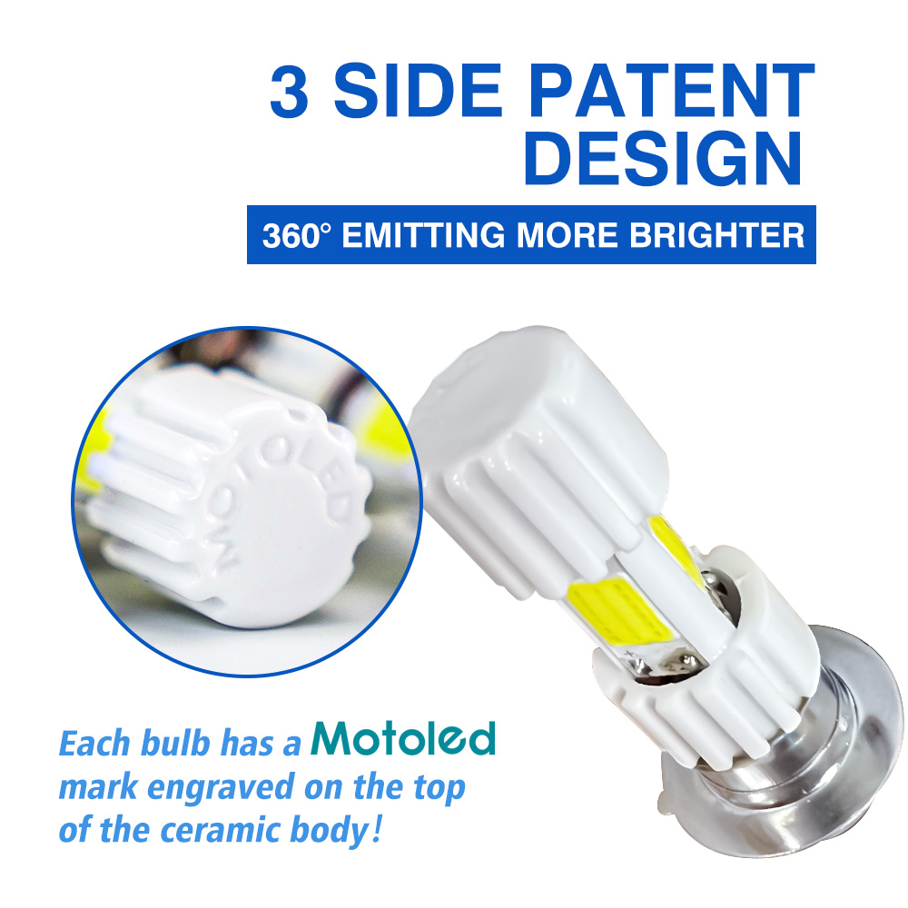 18W 1800LM Ceramic P15D H4 BA20D AC DC Motorcycle Headlight Bulb with 3 Side COB Chip