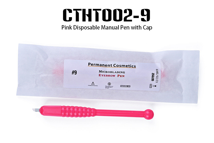 Pink Color Disposable 3D Eyebrow Embroidery Pen with Medical Bag Packing