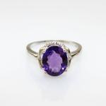 White Gold Plated 925 Silver Tanzanite Cubic Zircon Gemstone Ring (R227)