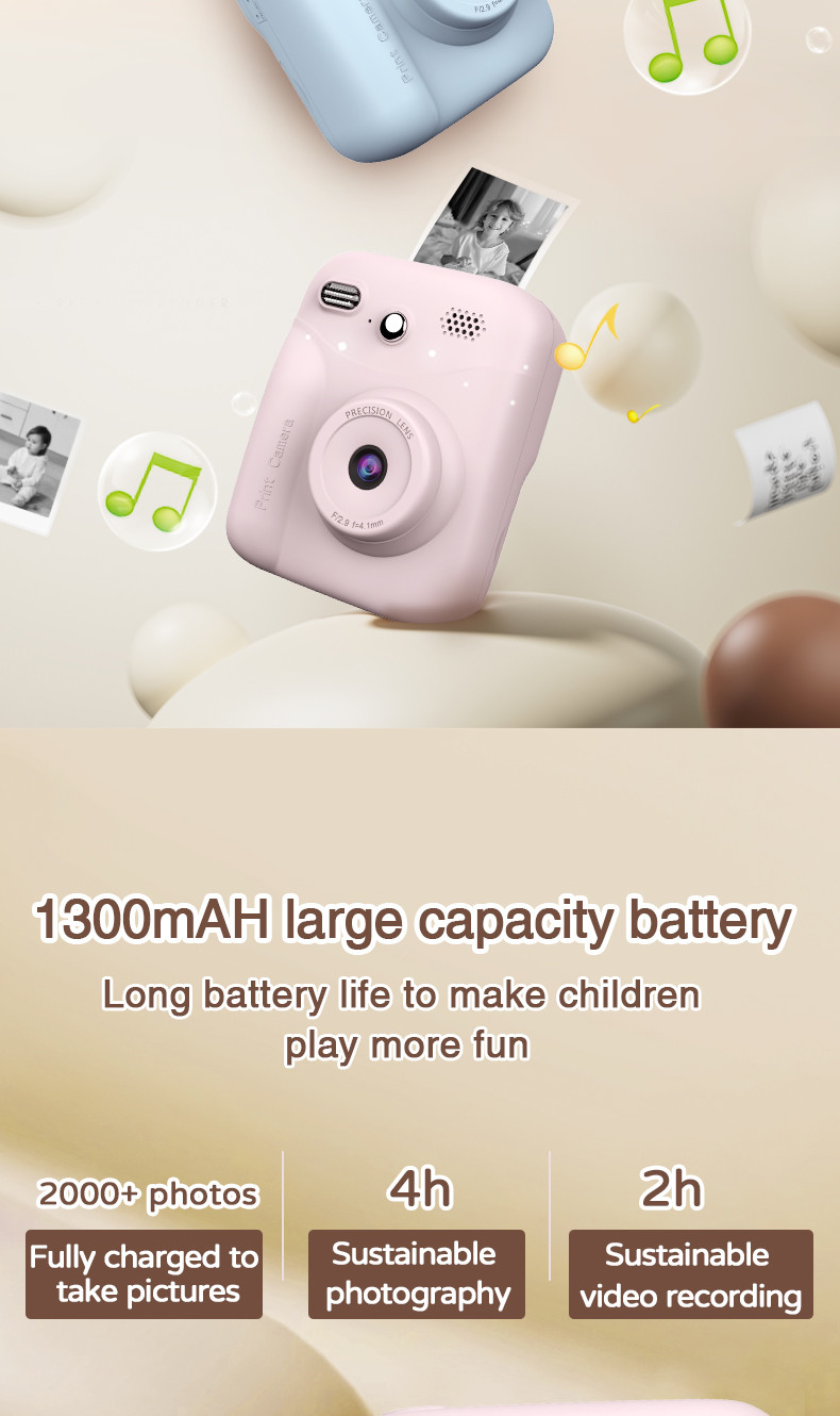 Rechargeable Childrens Printable Camera Toy 1300mAH Video Recorder OEM