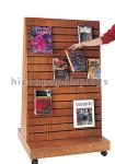 2 Way Function Slatwall Movable Magazine Display Stand Wooden Free Standing