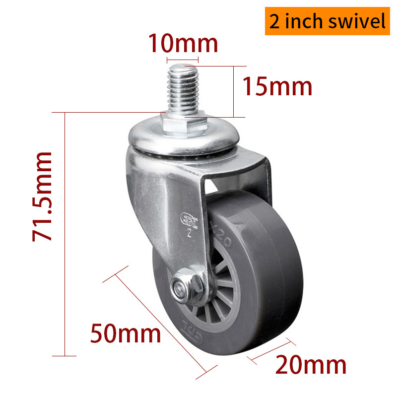 35kg Threaded Castor Wheels , 2 Inch Caster Wheels With Brakes Type