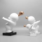 White Bubble Resin Art Sculpture Blowing Abstract Figure Sculpture Bar Art