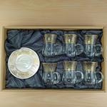 100ml Gold Drawing Glass Cup And Saucer Set Arabic Style