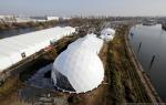 Poweder Coated Diameter 20m Geodestic Large Dome Tents With Big Steel Tubes