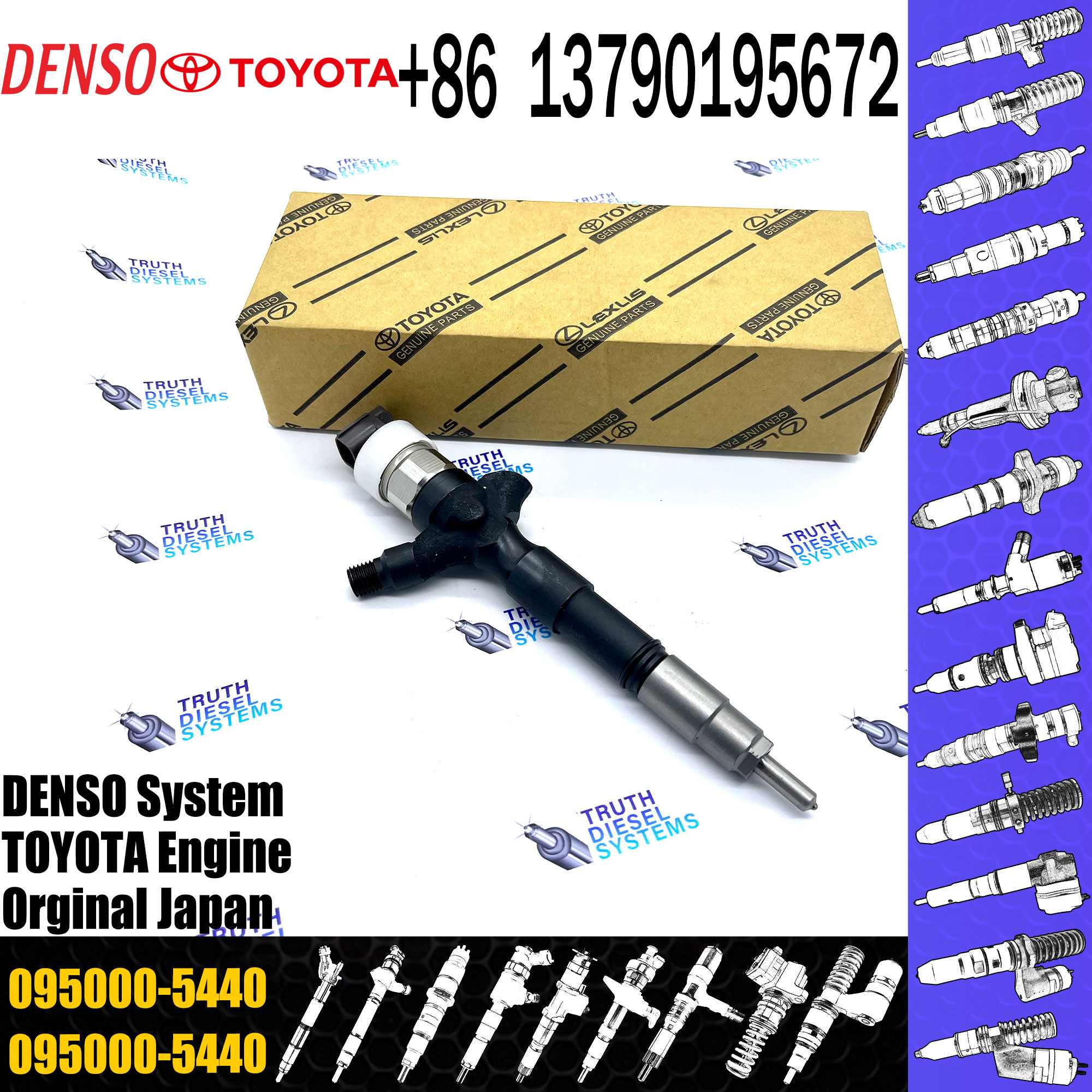 diesel engine injector 095000-5440 for toyota diesel fuel injector injection engine parts 23670-0L020