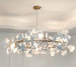 Creative Ceramic Ginkgo Leaf Chandelier Ceiling Light Adjusted Hanging Wire