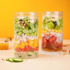 Wholesale BPA Free Empty Salad Jar Plastic 8oz 12oz 16oz Cylinder Shape from china suppliers