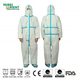 Wholesale Type4B/5B/6B Blue Tape MP Disposable Protective Coverall With Hood EN14126 Anti-static Chemical Coverall from china suppliers