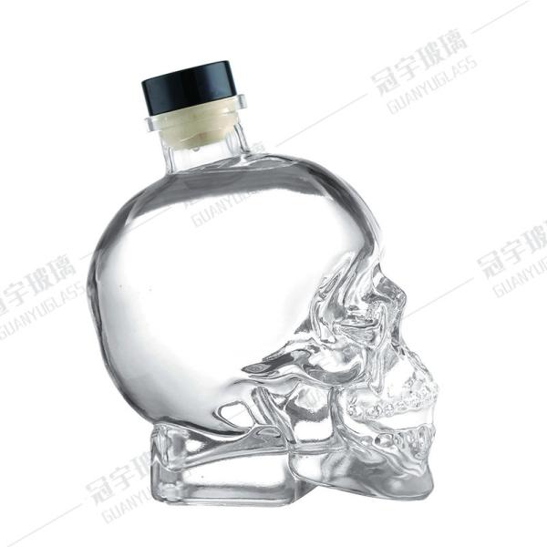 180ml 200ml 300ml 400ml 750ml Glass Bottle With Cork Cap Skull Design For Wine