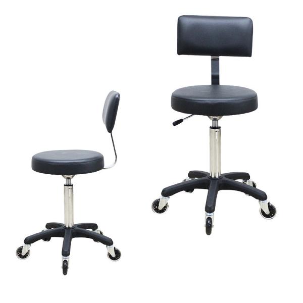 Black Bar Stool Seat Cushion Diameter 38.5cm Adjustable Gas Rod 200 Stroke PU