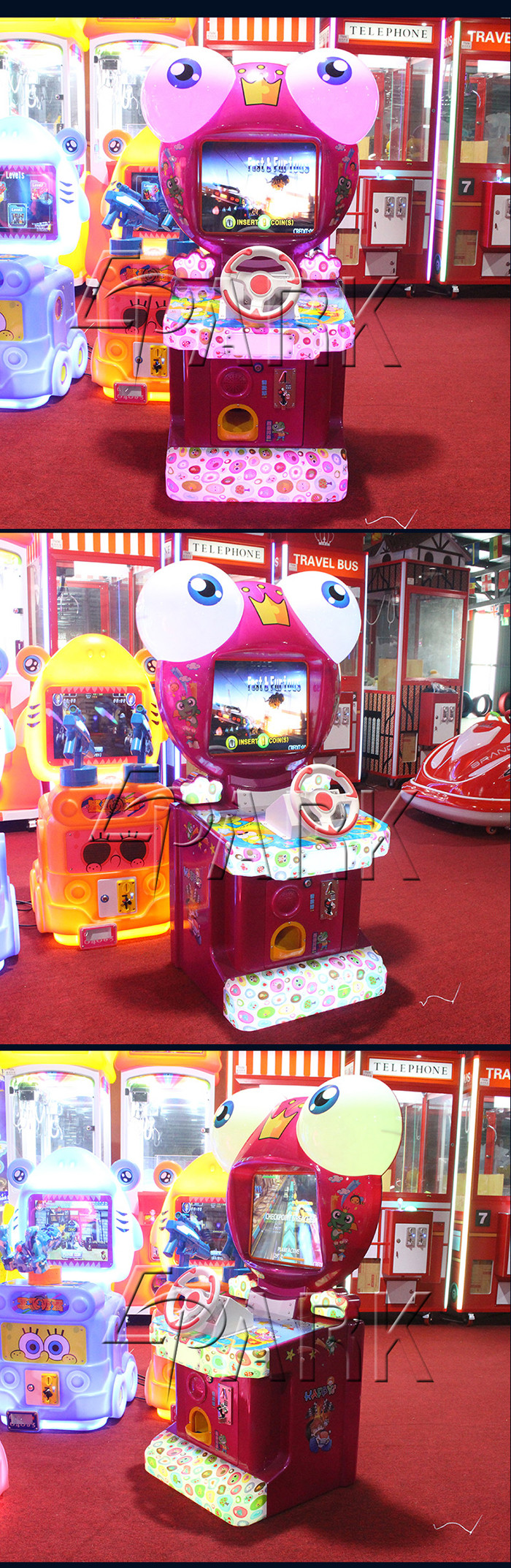Game Center Sit Down Game Car Arcade Machine 19 "Hd LCD Novel Frog Shape