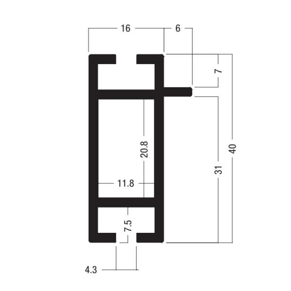 Z4300 40x16MM Beam Extrusion,Aluminum 2 way system,Aluminum equipmen suit for