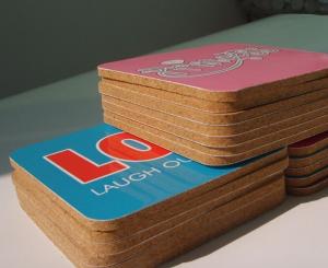 Wholesale Sticker Lable Nature Cork Coaster with silkscreen logo, good for home and hotel from china suppliers