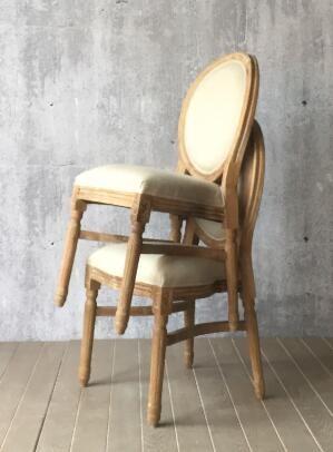 solid oak french style dining chairs,stack dining chair, fabricWooden frame