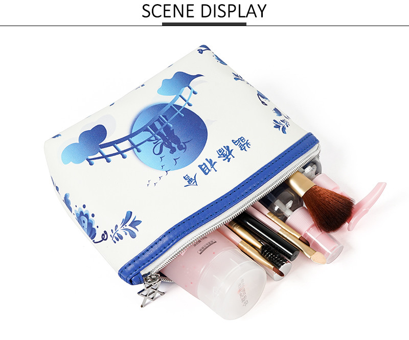 Zipper Closure PU Leather Cosmetic Purse Bag