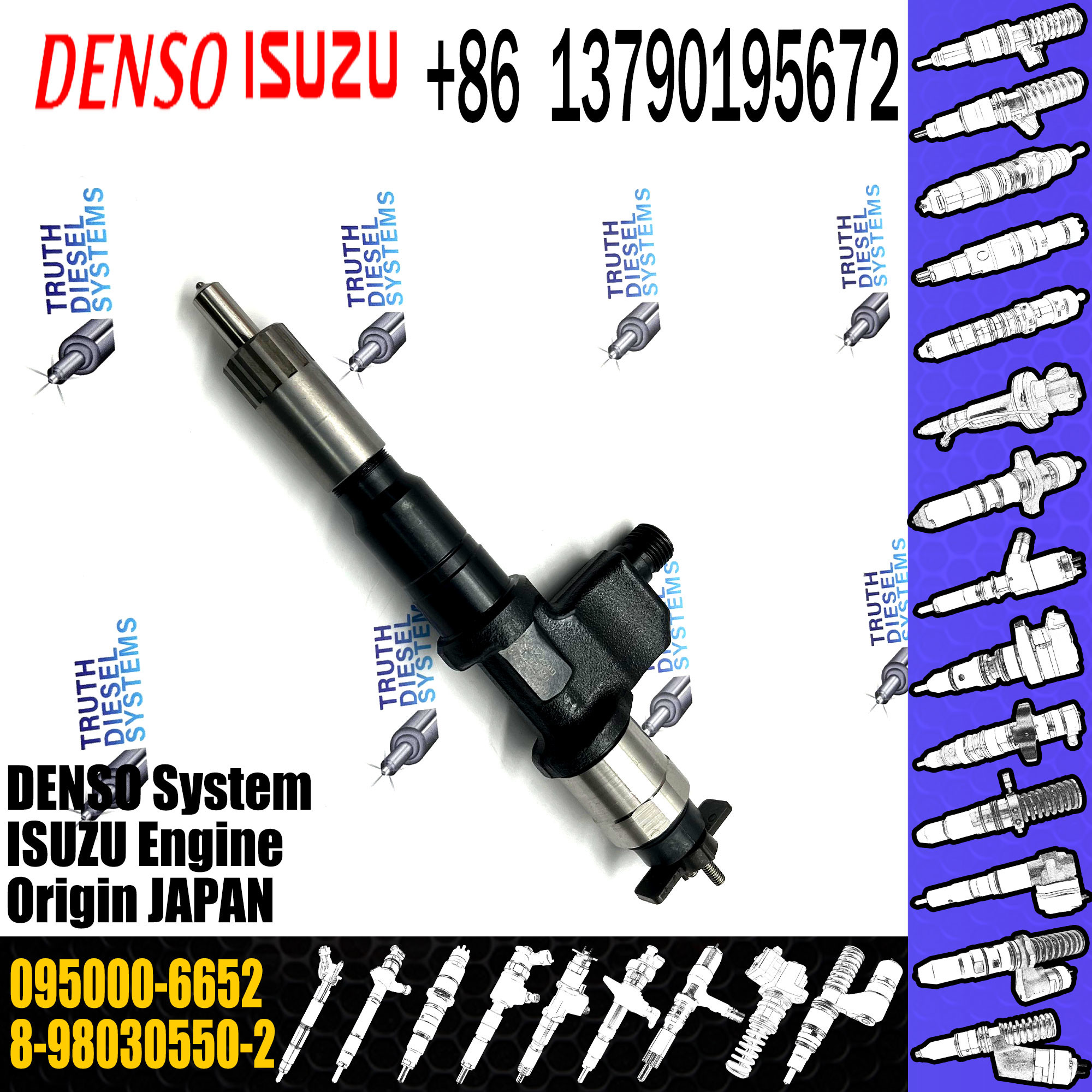 Huida Diesel Engine fuel injector 095000-6652 8-98030550-2 095000-8630 8-98139816-0 Original
