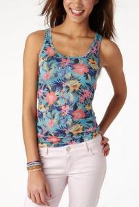 Wholesale Printed Tank Tops , Womens Flower Shirts Blouses / Shirts Green from china suppliers