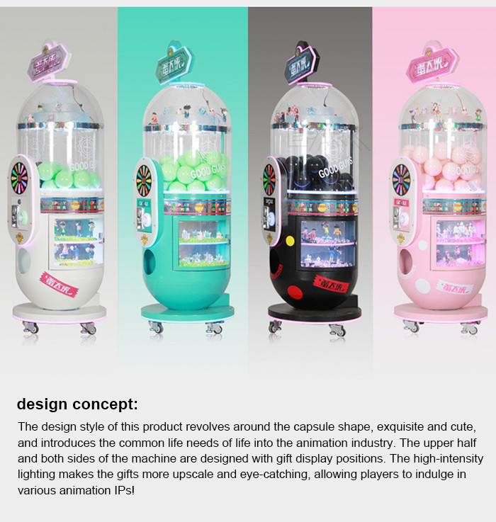 Coin Operated Colorful Capsule Machine Gacha Game Gashapon Machine With Light