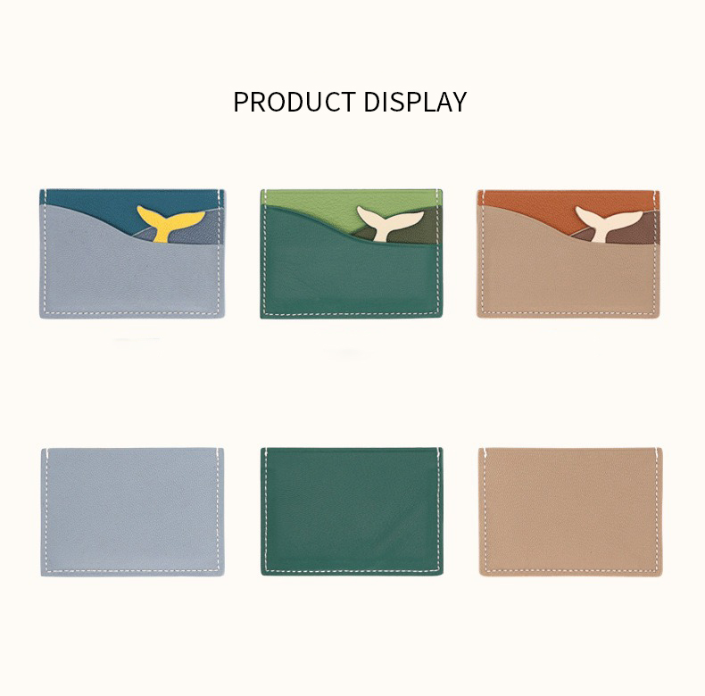 Customizable Small Slim Leather Cardholder with RFID-Blocking Real Leather ID Holder