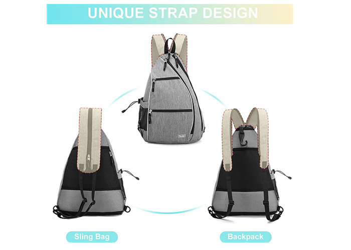 Unisex Black Sling Pickleball Bag With Detachable Shoulder Strap