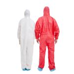 Red SMS Type 5 6 Disposable Hazmat Coveralls 30gsm To 65gsm