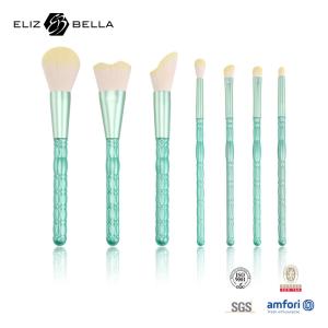 Wholesale 7pcs Plastic Handle Professional Makeup Brushes With White Synthetic Hair Aluminium Ferrule from china suppliers