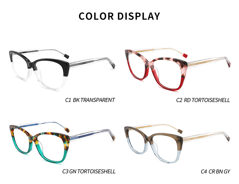 Women Luxury Acetate Frame Glasses Cat Eye Optical CE Approved