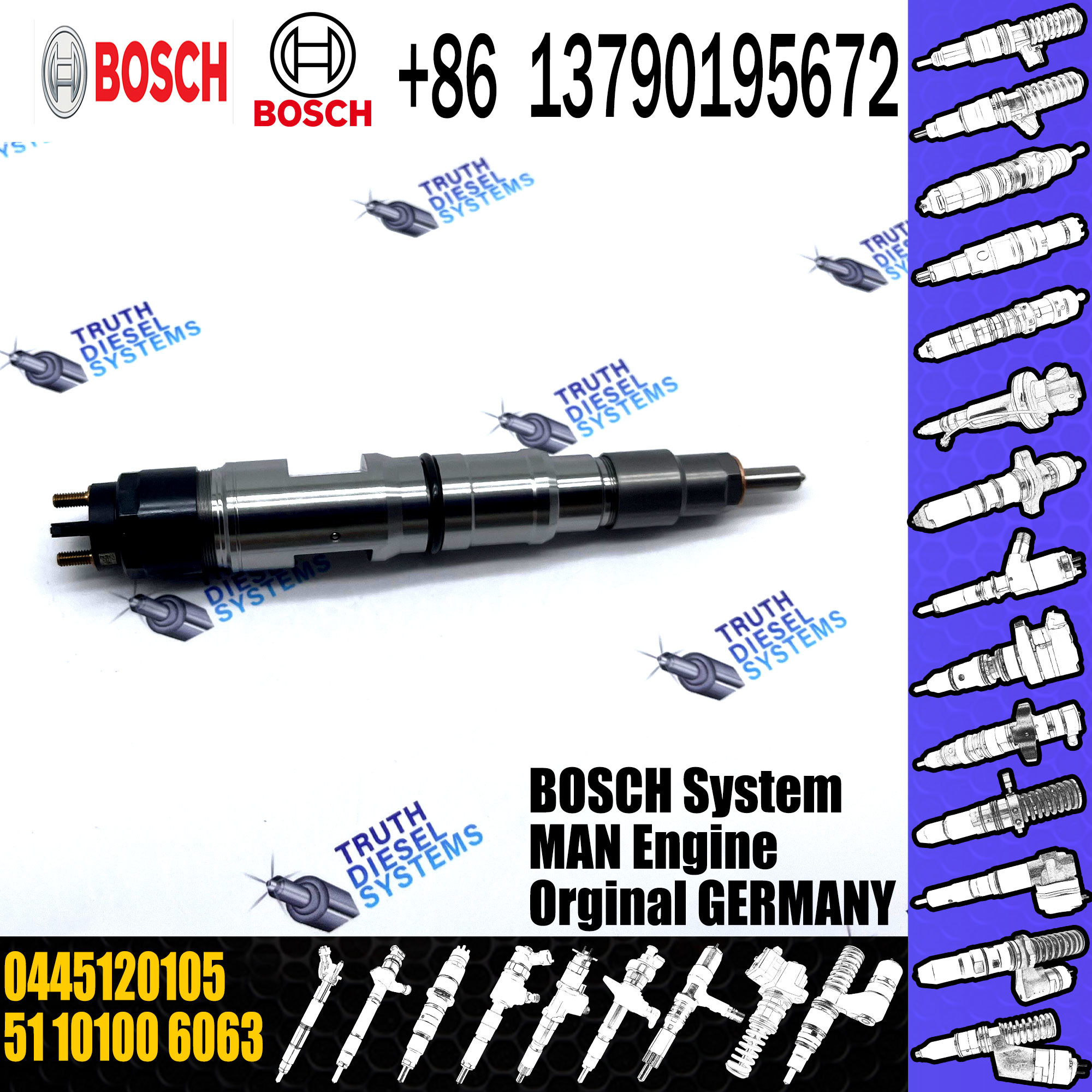 Diesel Fuel Engine Injector Assemblies 0445120105 Common Rail Injector 0445120105