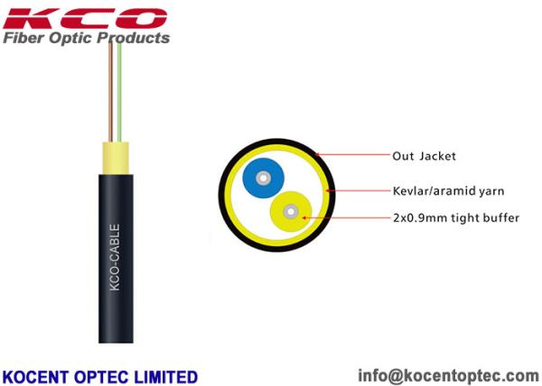 Tactical 2 Fiber 4 Core Optical Fiber Cable FTTA 4.8mm Indoor Outdoor Field TPU