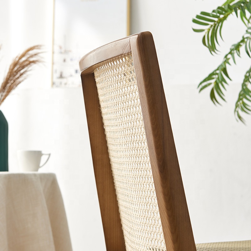 Nature Modern Wood Dining Arm Chair with Rattan in Popular Colors