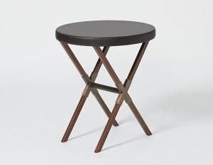 Wholesale Antique brushed bronze metal base with upholstered leather top round hotel guestroom side table from china suppliers