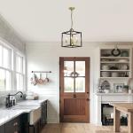 Industrial Metal Lantern Chandeliers 4-Light Adjustable Height Farmhouse