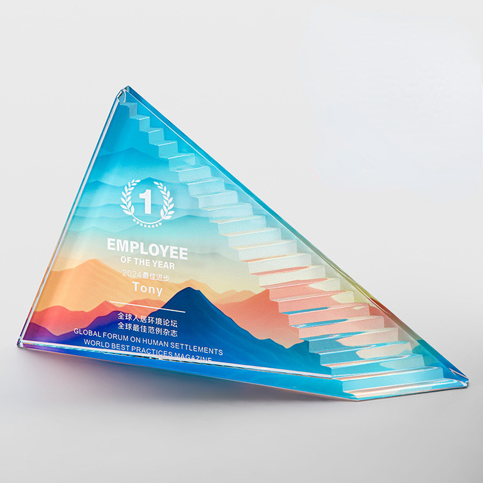 Acrylic Creative Award Plaque 13.5 X 22.5 X 4 cm Size for Outstanding Employees Customizable Logo