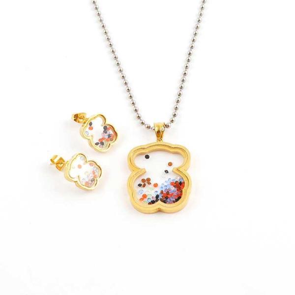 South American Fashion Stainless Steel Earrings With Matched Pendant Necklace