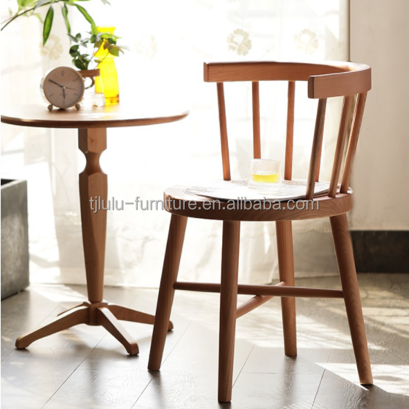 Living Room Leisure Medieval Restaurant Dining Chair with Retro Wooden Design and 120kg Weight Limit